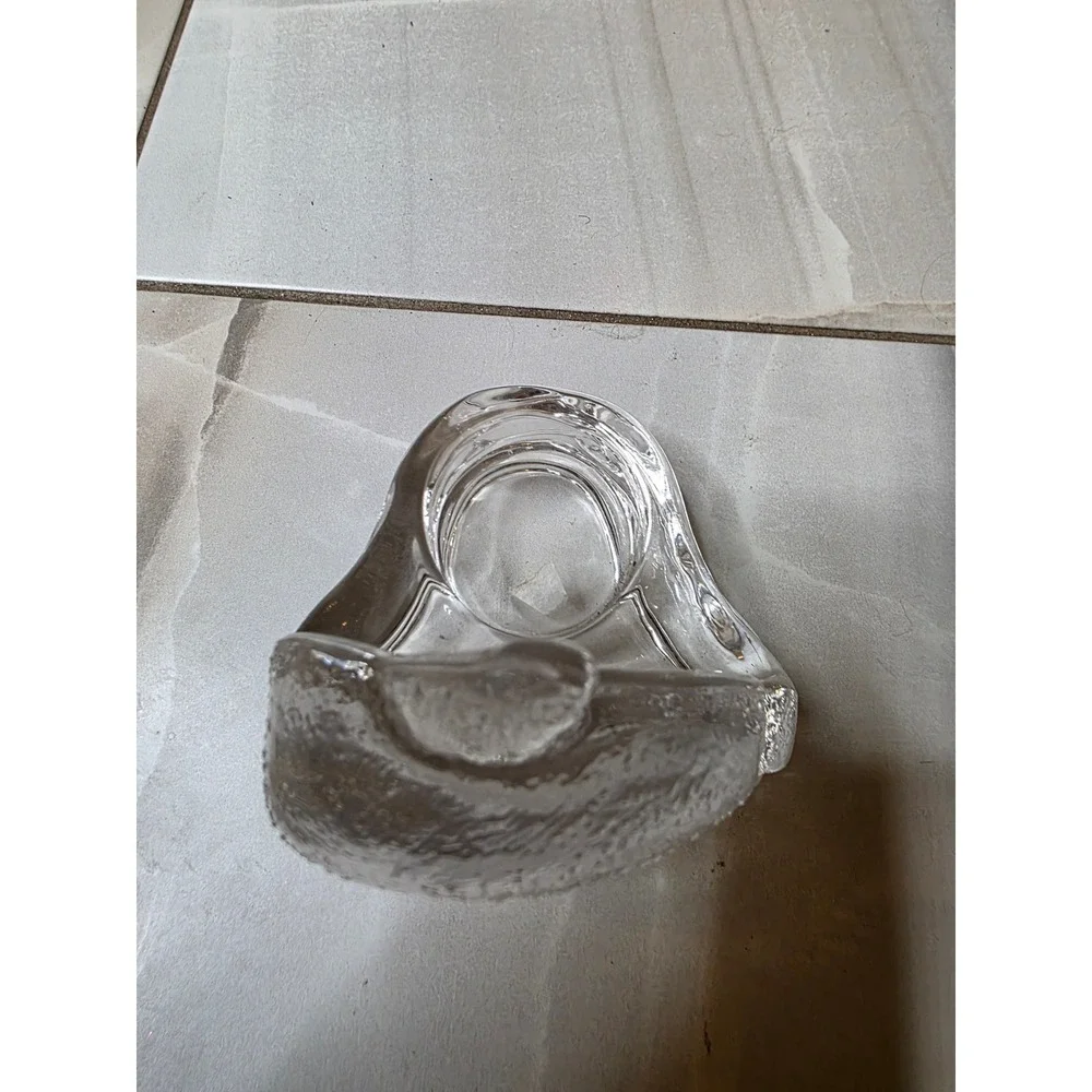 Clear Art Glass Dolphin Wave Votive Candle Holder Nautical Figurine 4.5‎ inch E1